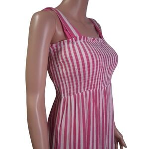 Raviya Women's Pink and White Striped Cover-Up Dress Size Sm with Pockets